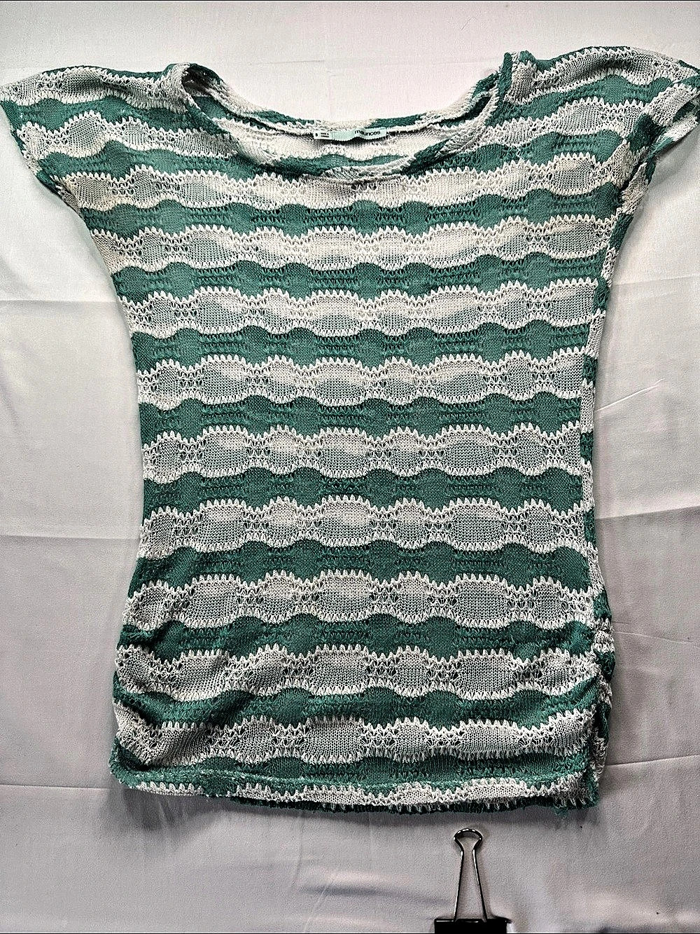 Maurices Green & White Short Sleeve Top Size Small